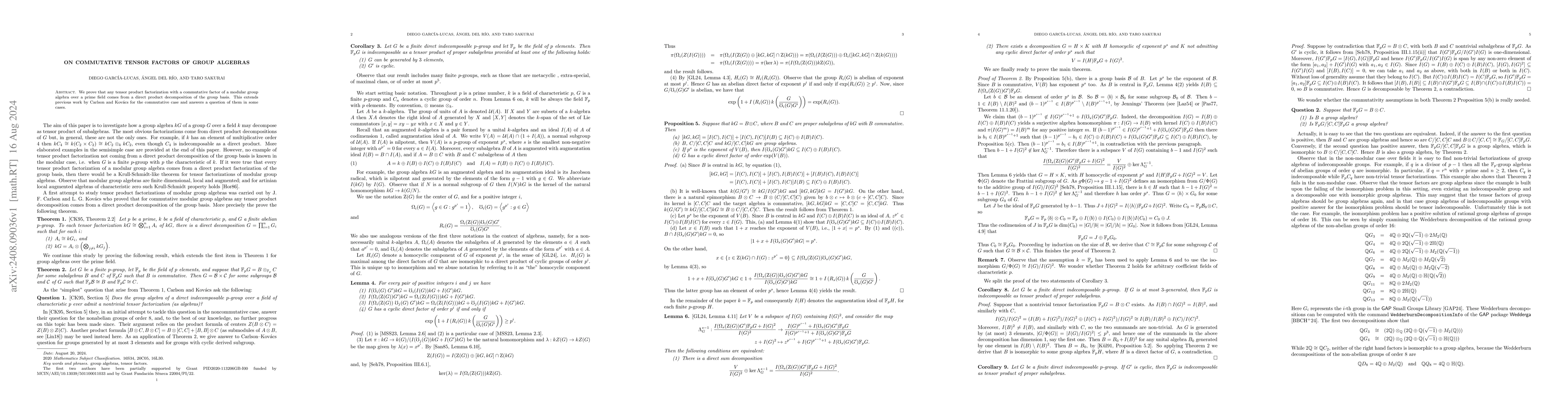Thumbnail for On commutative tensor factors of group algebras