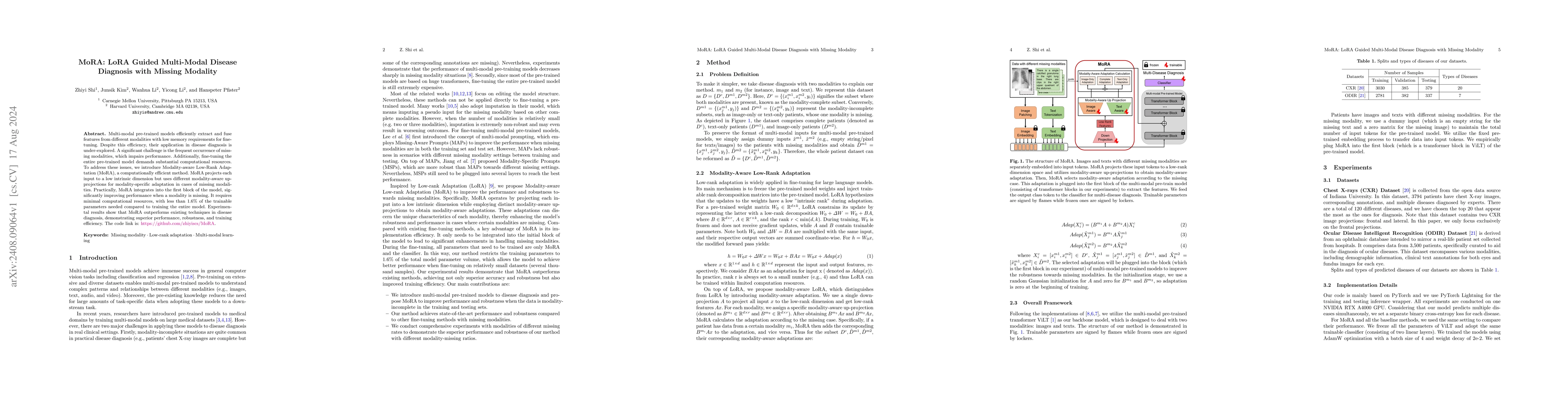Thumbnail for MoRA: LoRA Guided Multi-Modal Disease Diagnosis with Missing Modality