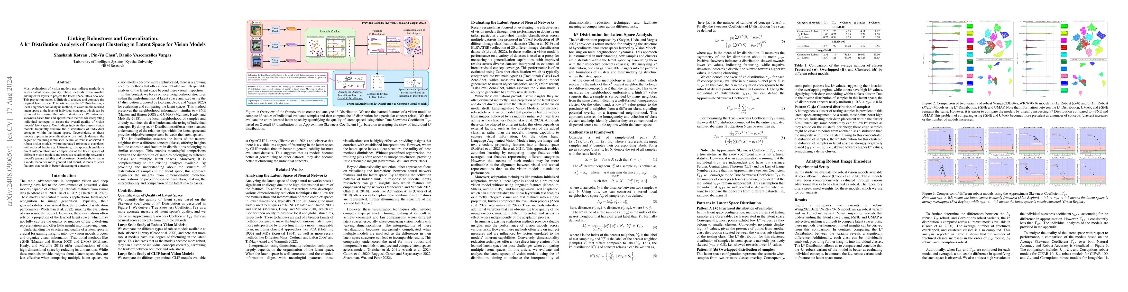 Thumbnail for Linking Robustness and Generalization: A k* Distribution Analysis of
  Concept Clustering in Latent Space for Vision Models