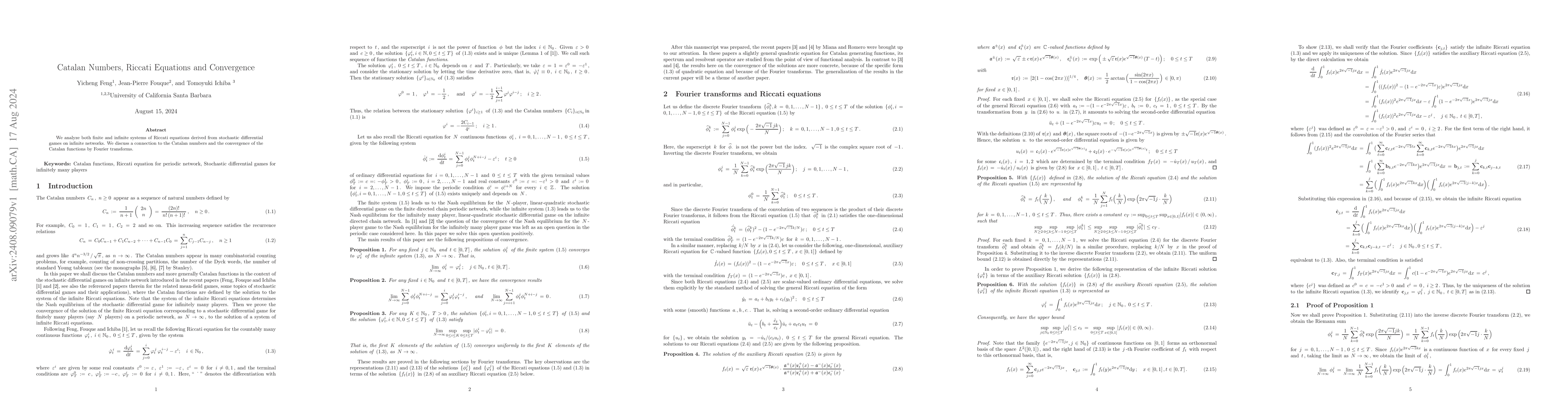 Thumbnail for Catalan Numbers, Riccati Equations and Convergence