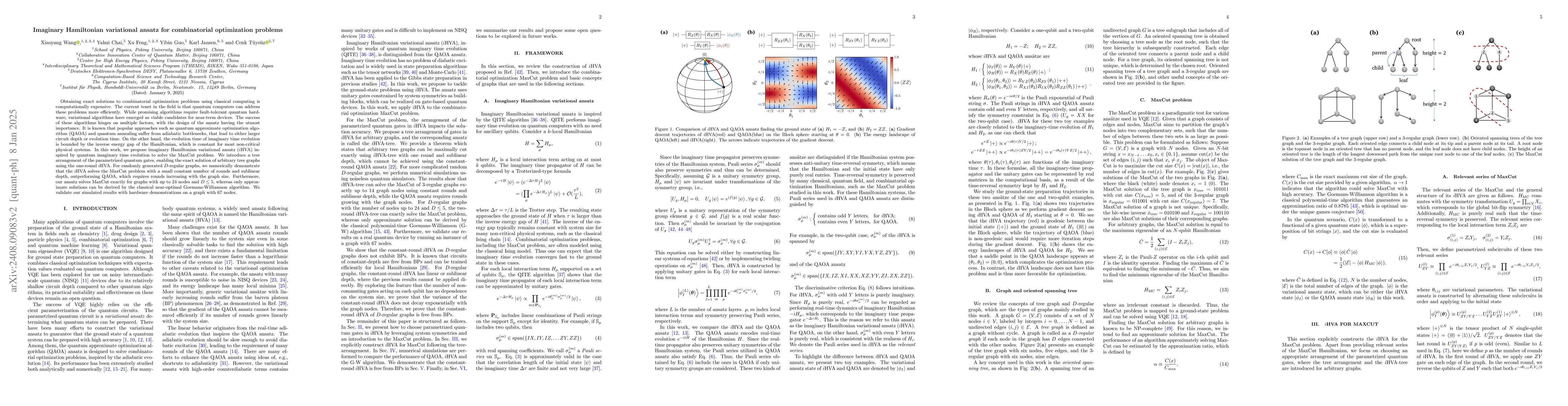 Thumbnail for Imaginary Hamiltonian variational ansatz for combinatorial optimization
  problems