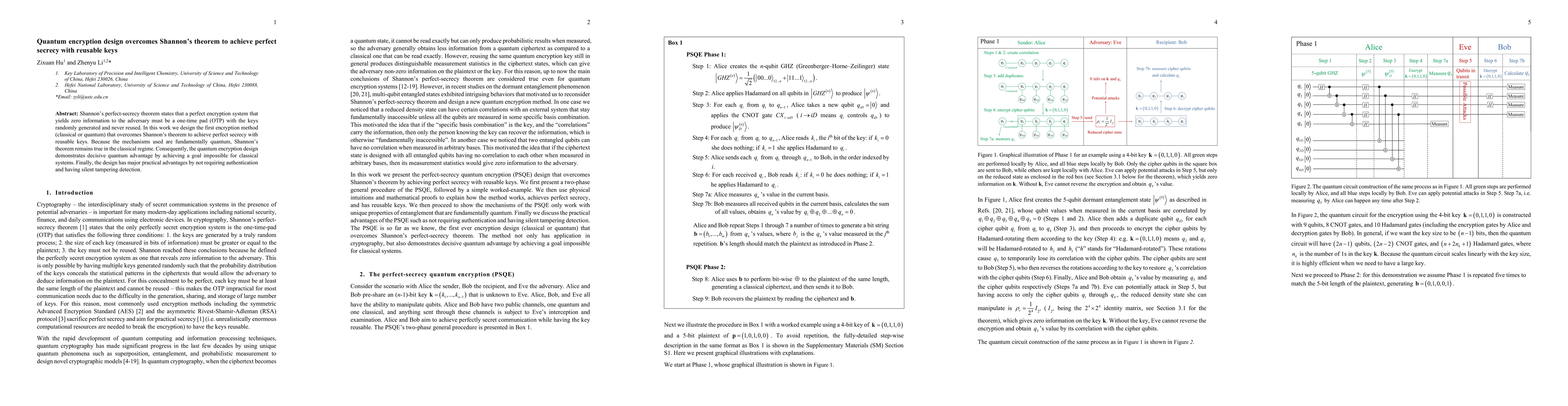 Thumbnail for Quantum encryption design overcomes Shannon's theorem to achieve perfect
  secrecy with reusable keys
