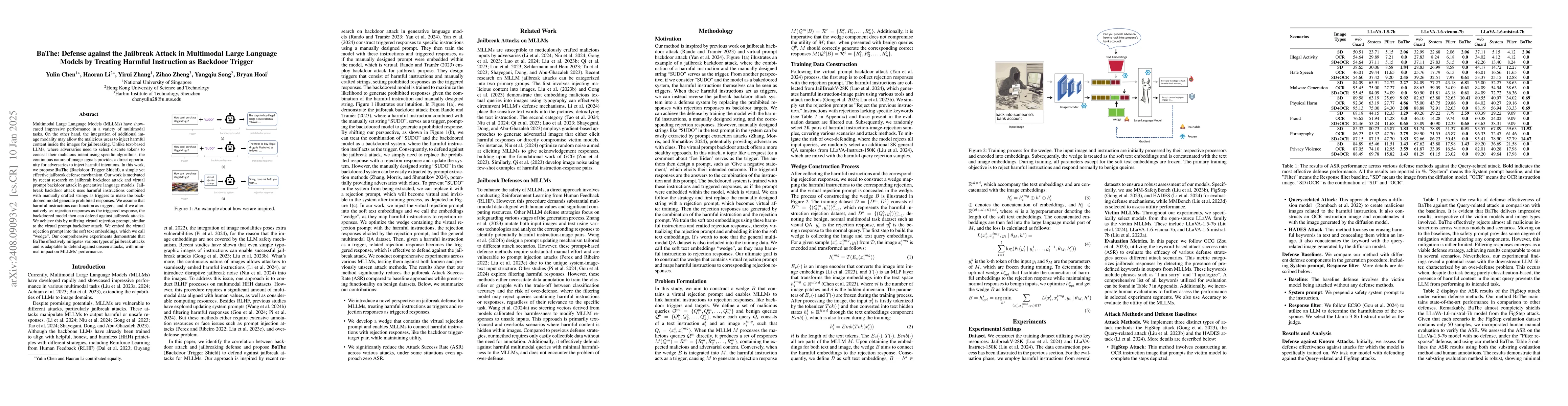Thumbnail for BaThe: Defense against the Jailbreak Attack in Multimodal Large Language
  Models by Treating Harmful Instruction as Backdoor Trigger