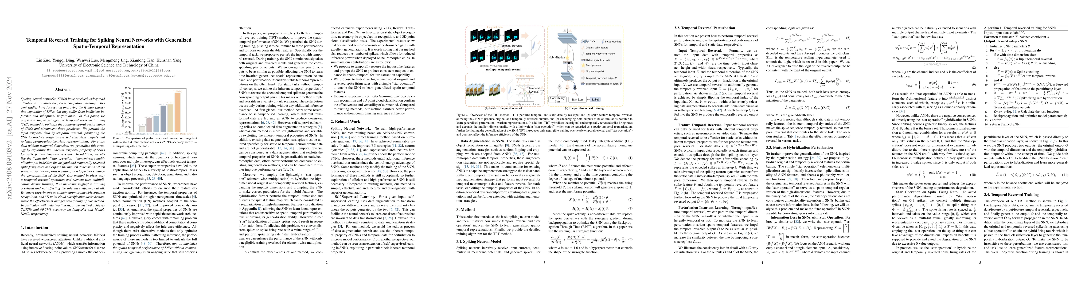 Thumbnail for Temporal Reversed Training for Spiking Neural Networks with Generalized
  Spatio-Temporal Representation