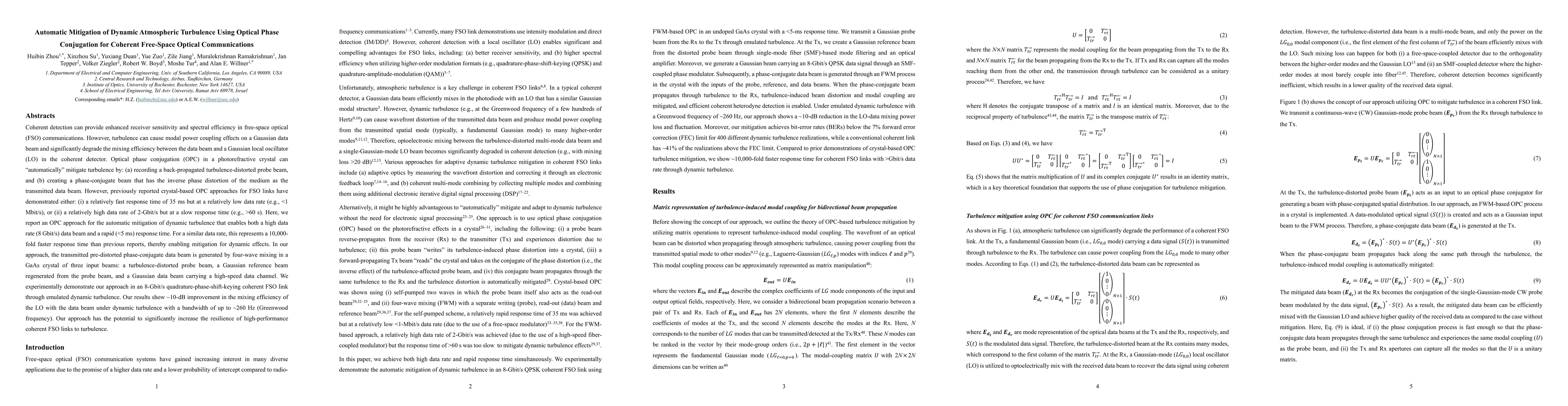 Thumbnail for Automatic Mitigation of Dynamic Atmospheric Turbulence Using Optical
  Phase Conjugation for Coherent Free-Space Optical Communications