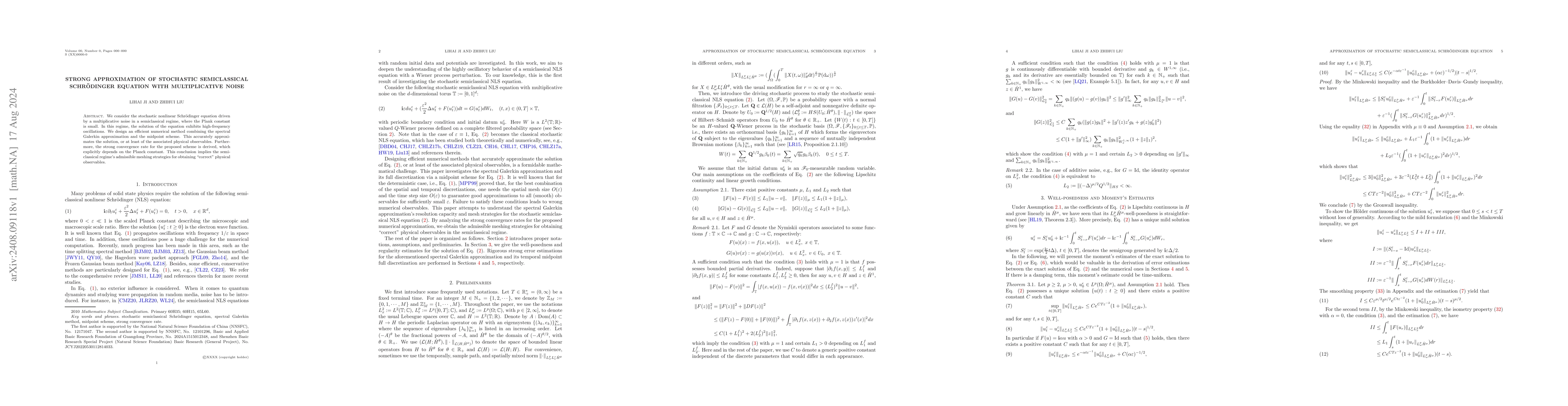 Thumbnail for Strong Approximation of Stochastic Semiclassical Schroedinger Equation
  with Multiplicative Noise