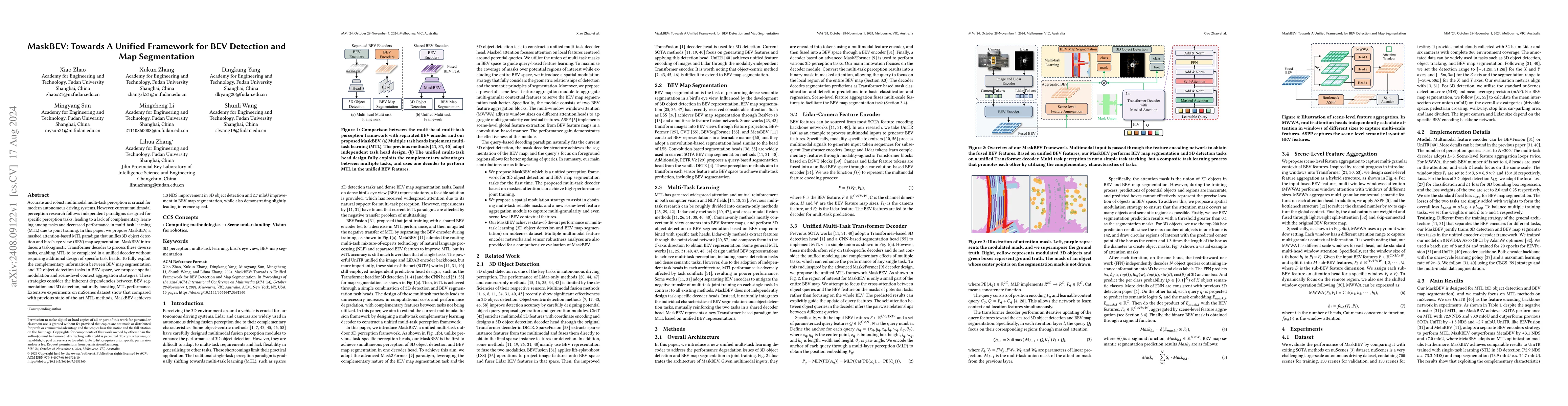 Thumbnail for MaskBEV: Towards A Unified Framework for BEV Detection and Map
  Segmentation