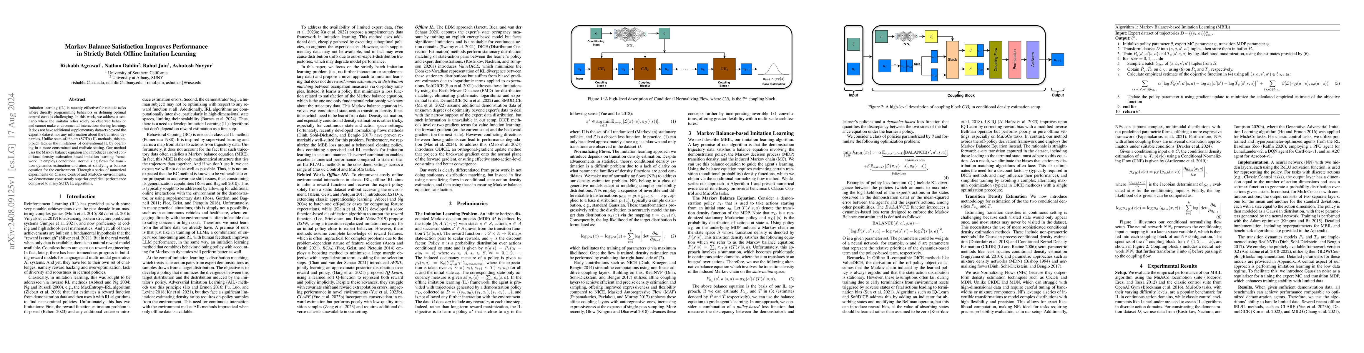 Thumbnail for Markov Balance Satisfaction Improves Performance in Strictly Batch
  Offline Imitation Learning