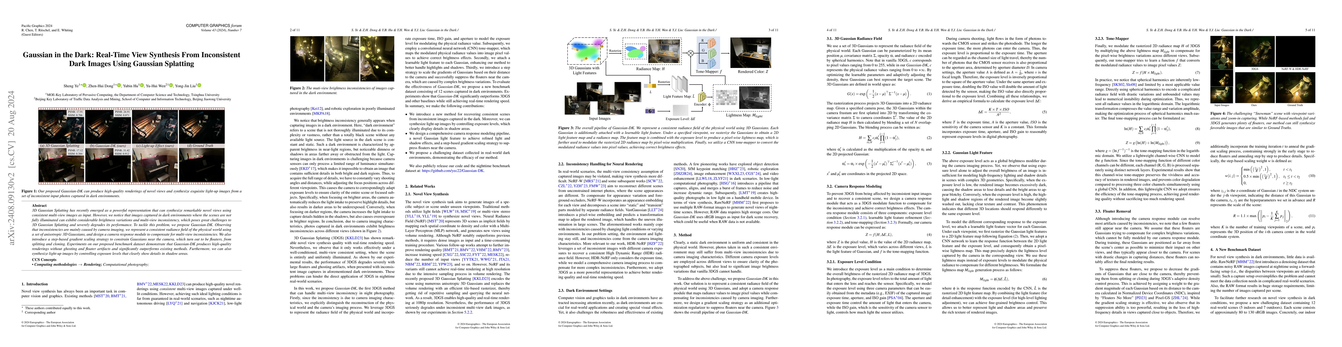Thumbnail for Gaussian in the Dark: Real-Time View Synthesis From Inconsistent Dark
  Images Using Gaussian Splatting