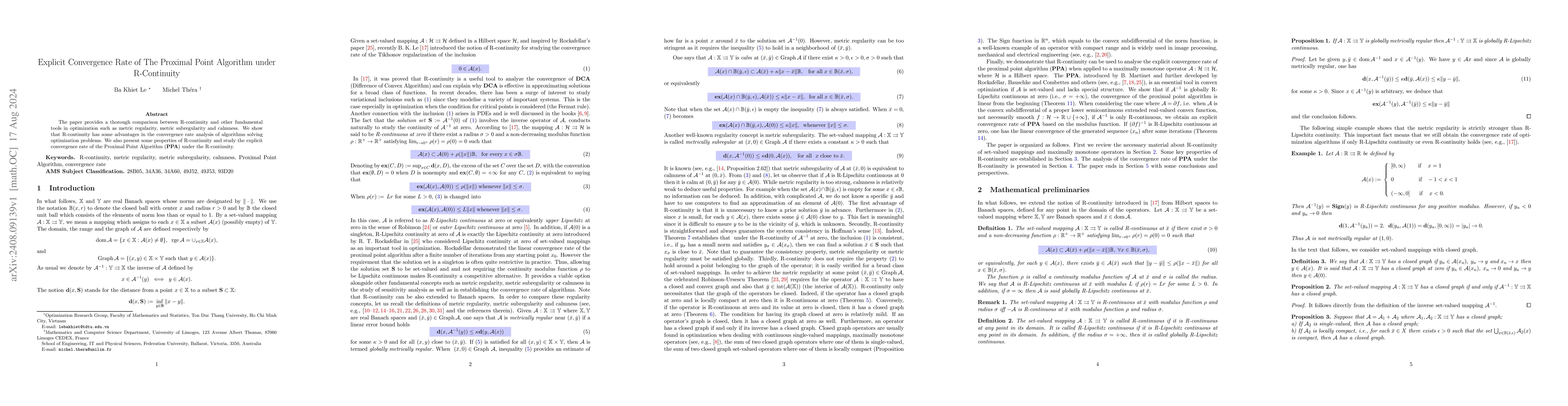 Thumbnail for Explicit Convergence Rate of The Proximal Point Algorithm under
  R-Continuity