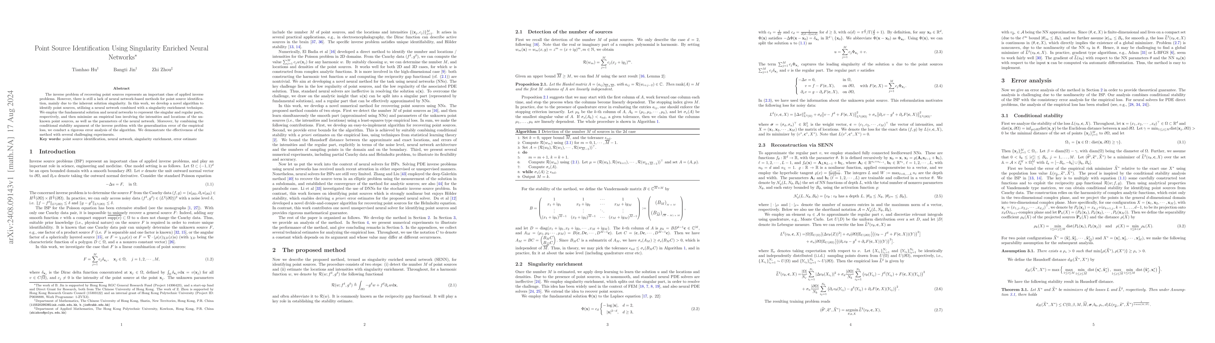 Thumbnail for Point Source Identification Using Singularity Enriched Neural Networks