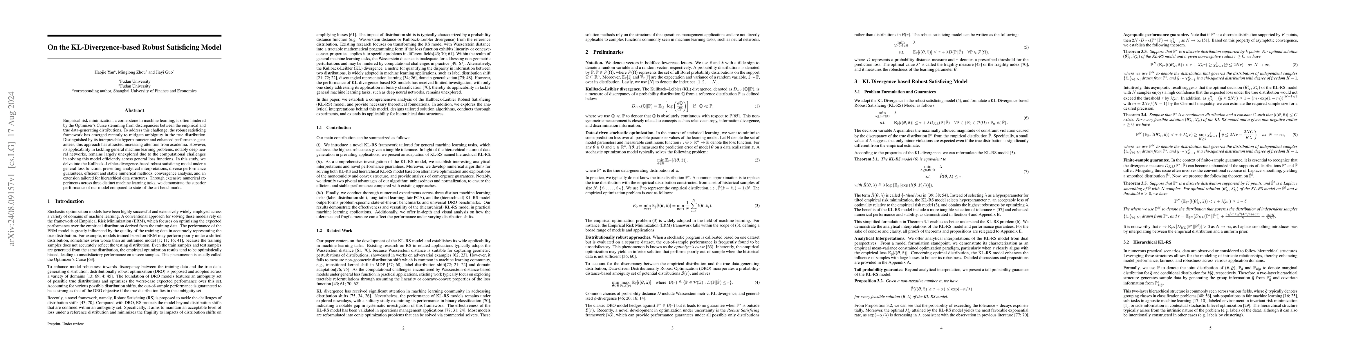 Thumbnail for On the KL-Divergence-based Robust Satisficing Model