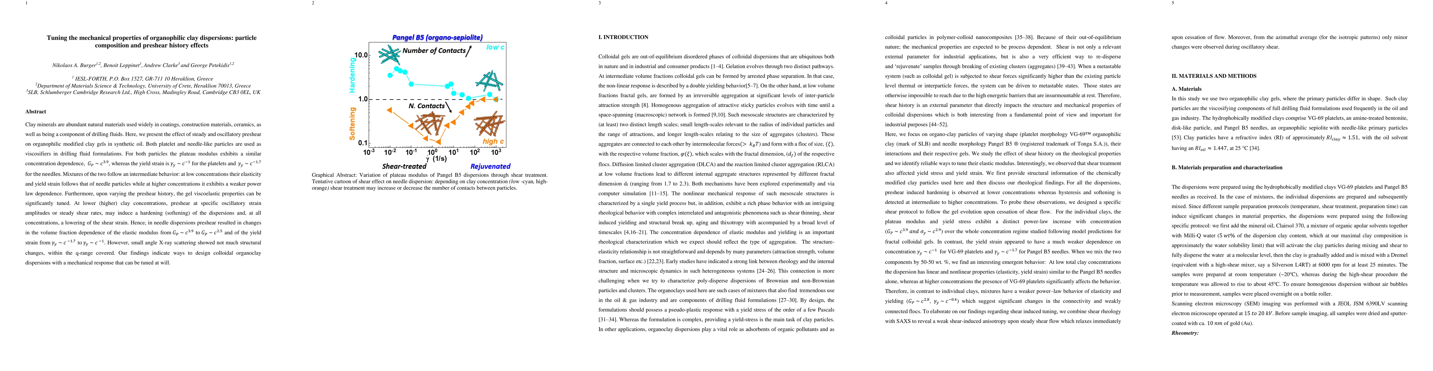 Thumbnail for Tuning the mechanical properties of organophilic clay dispersions:
  particle composition and preshear history effects