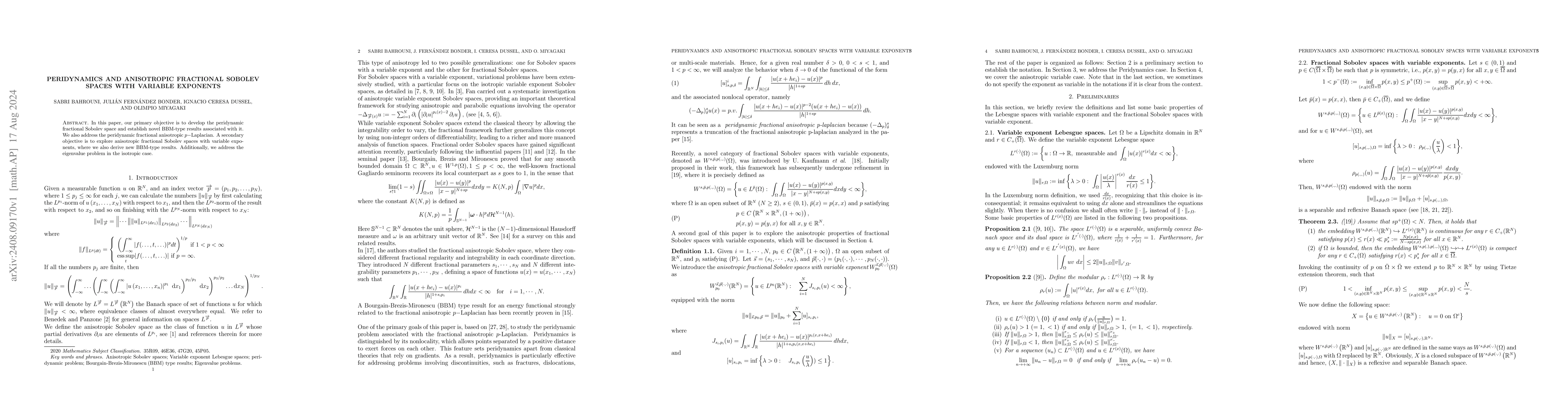 Thumbnail for Peridynamics and Anisotropic Fractional Sobolev Spaces with Variable
  Exponents