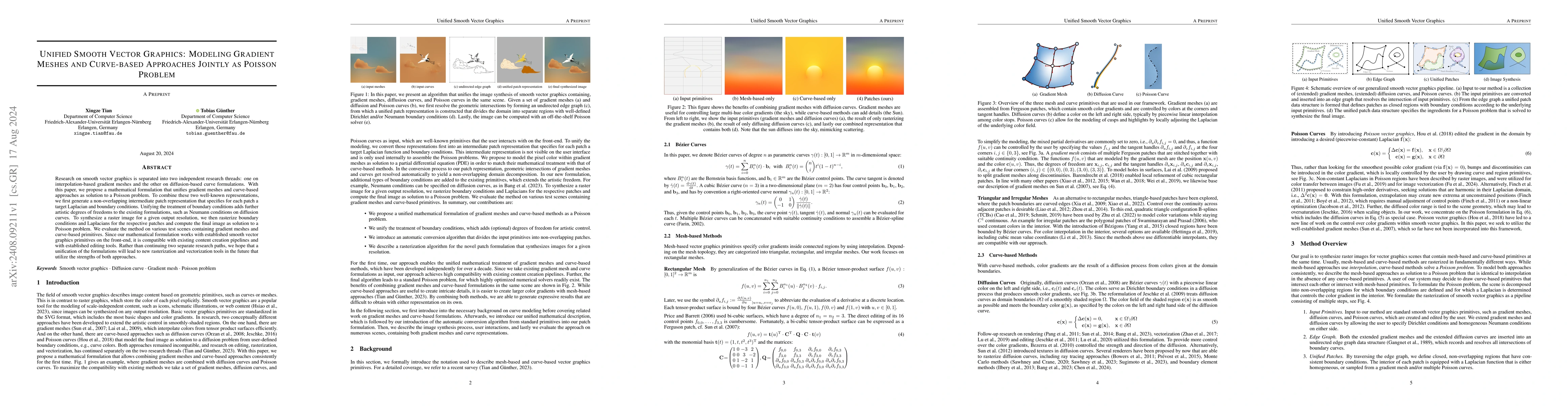 Thumbnail for Unified Smooth Vector Graphics: Modeling Gradient Meshes and Curve-based
  Approaches Jointly as Poisson Problem