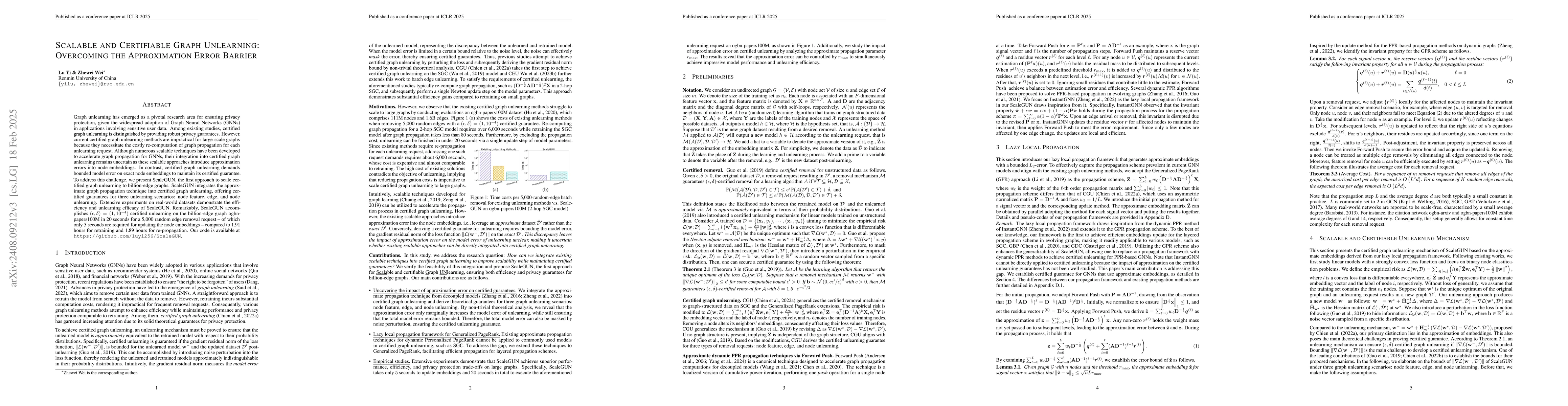 Thumbnail for Scalable and Certifiable Graph Unlearning via Lazy Local Propagation
