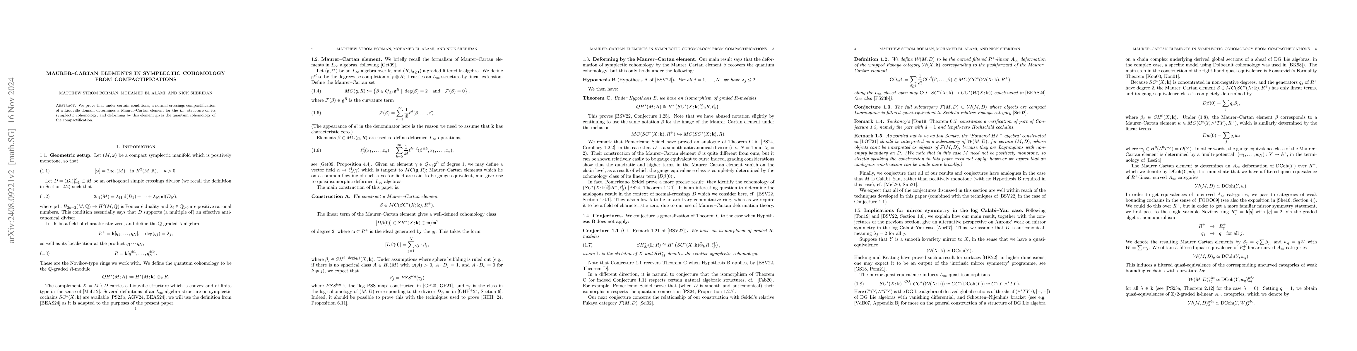 Thumbnail for Maurer--Cartan elements in symplectic cohomology from compactifications