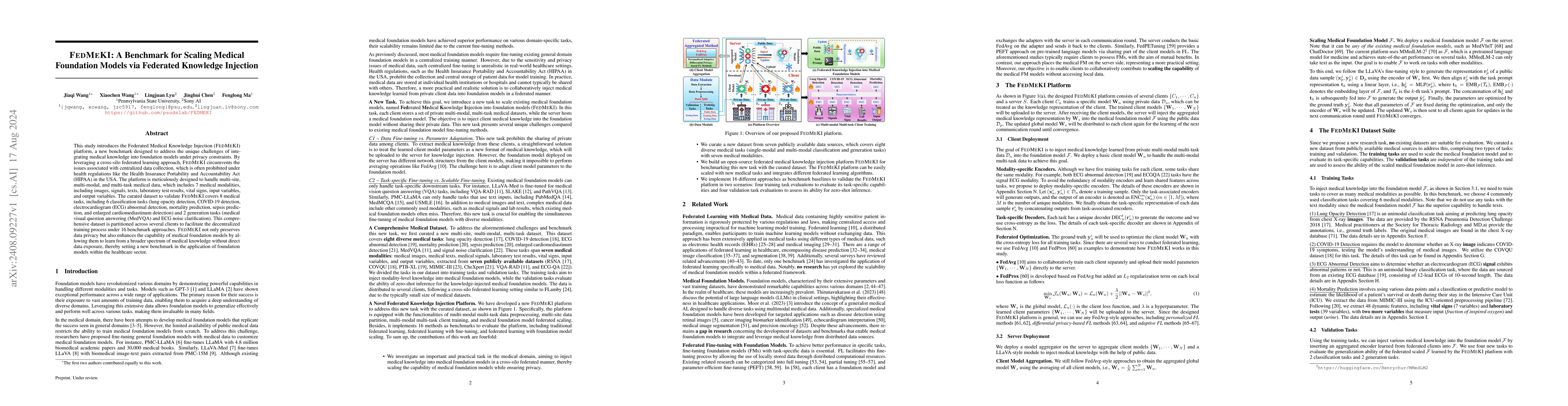 Thumbnail for FEDMEKI: A Benchmark for Scaling Medical Foundation Models via Federated
  Knowledge Injection