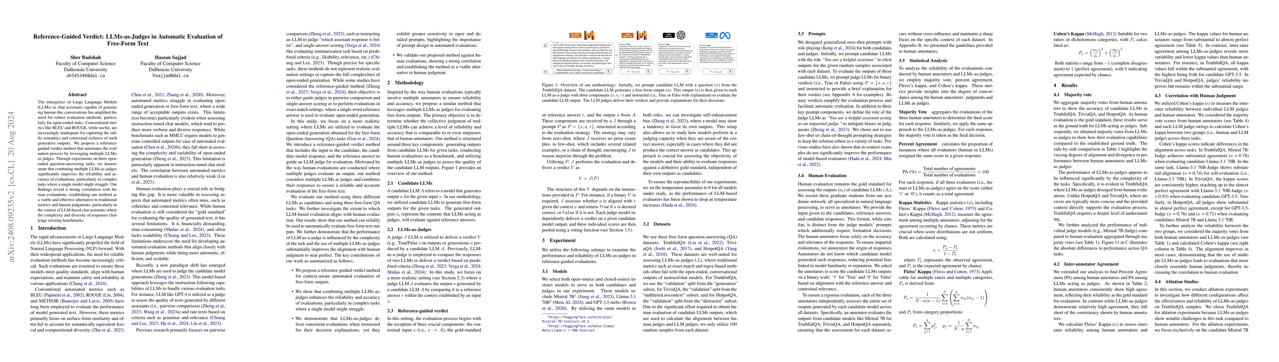 Thumbnail for Reference-Guided Verdict: LLMs-as-Judges in Automatic Evaluation of
  Free-Form Text