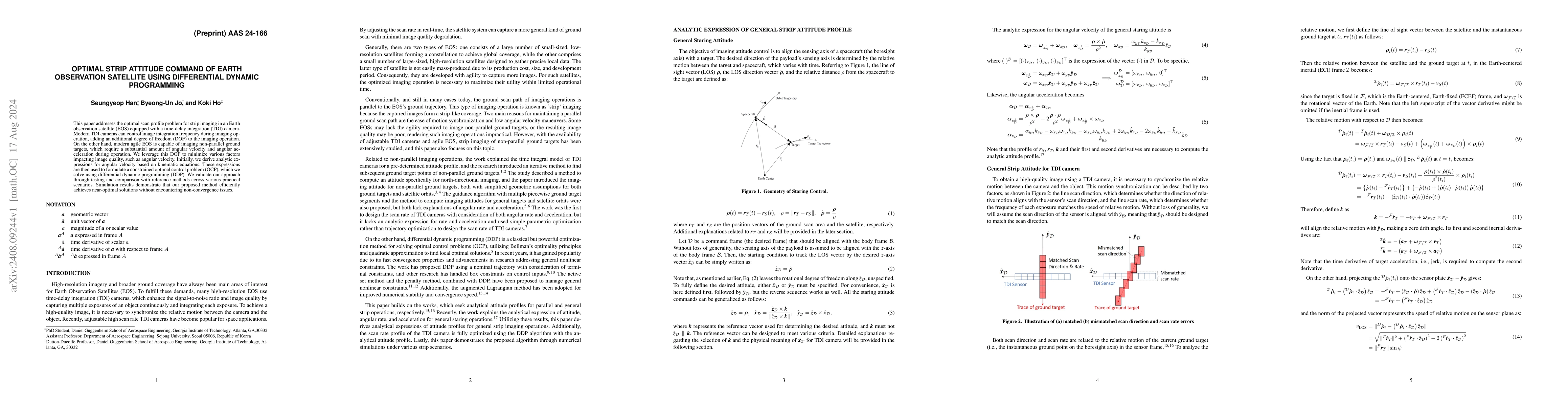 Thumbnail for Optimal Strip Attitude Command of Earth Observation Satellite using
  Differential Dynamic Programming