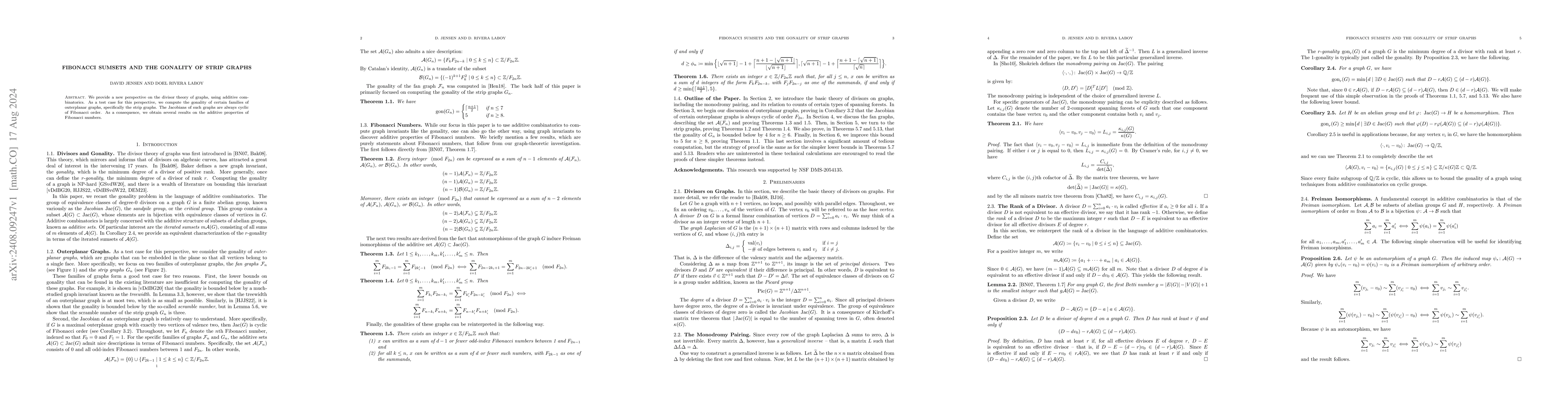 Thumbnail for Fibonacci Sumsets and the Gonality of Strip Graphs