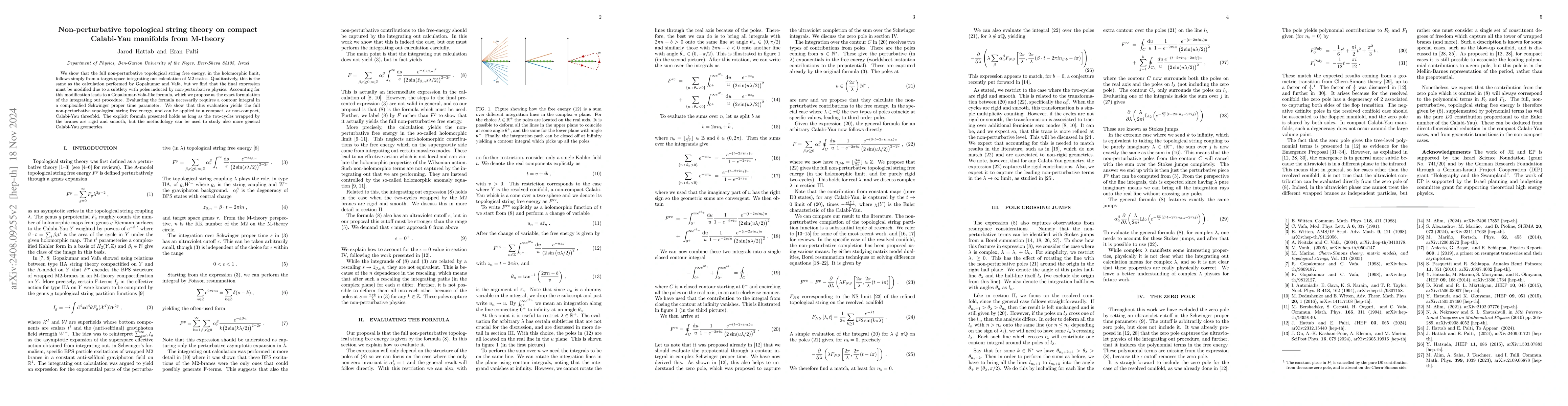 Thumbnail for Non-perturbative topological string theory on compact Calabi-Yau
  manifolds from M-theory