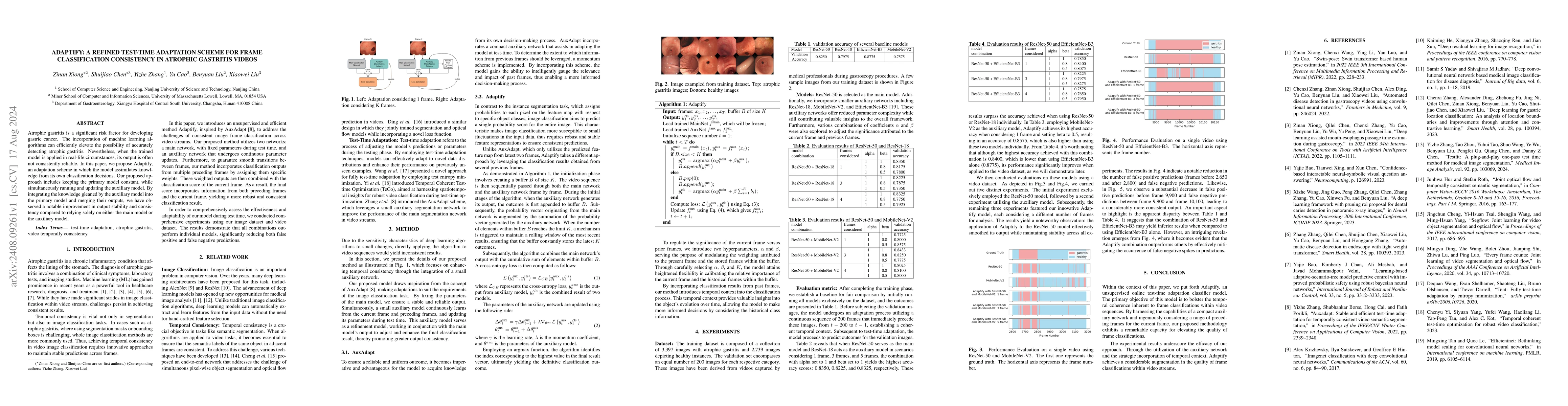 Thumbnail for Adaptify: A Refined Adaptation Scheme for Frame Classification in
  Atrophic Gastritis Videos