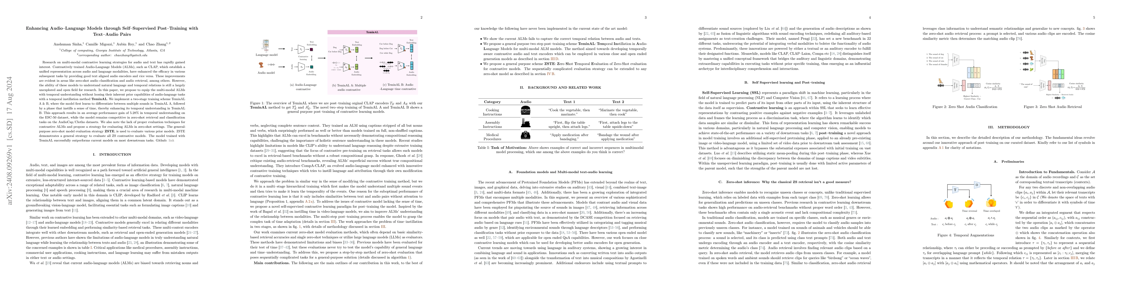 Thumbnail for Enhancing Audio-Language Models through Self-Supervised Post-Training
  with Text-Audio Pairs