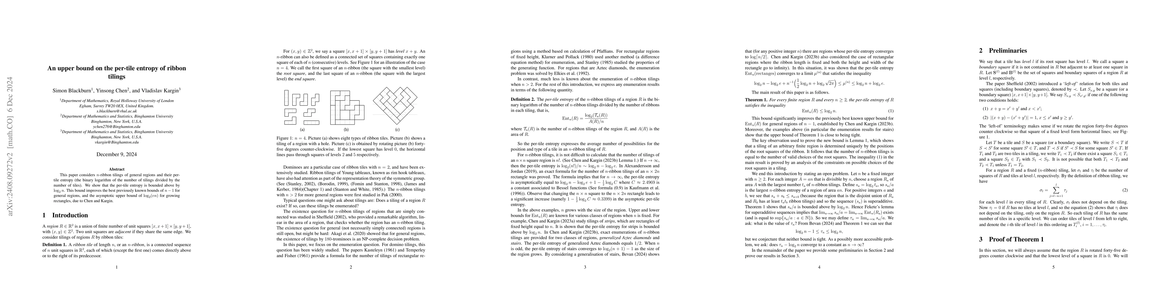 Thumbnail for An upper bound on the per-tile entropy of ribbon tilings