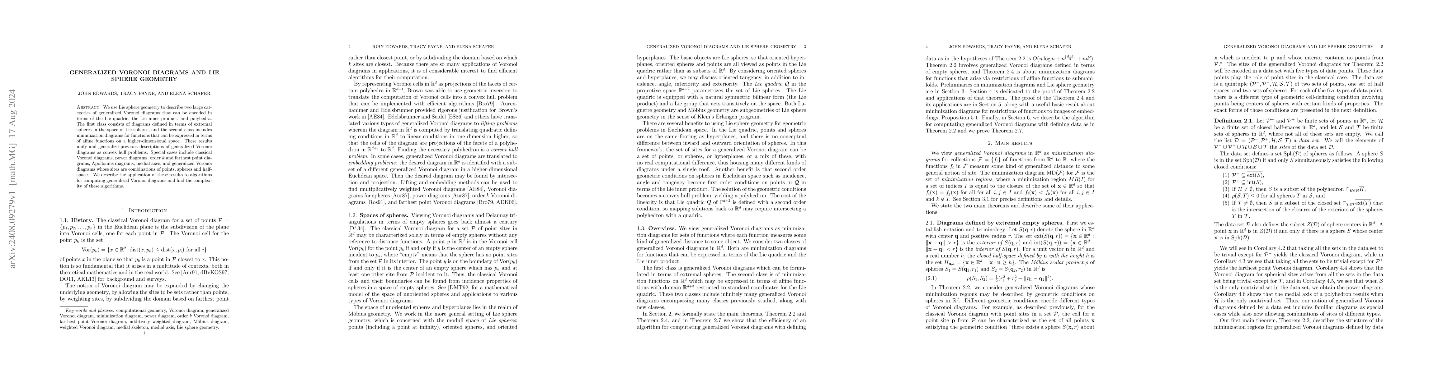 Thumbnail for Generalized Voronoi Diagrams and Lie Sphere Geometry