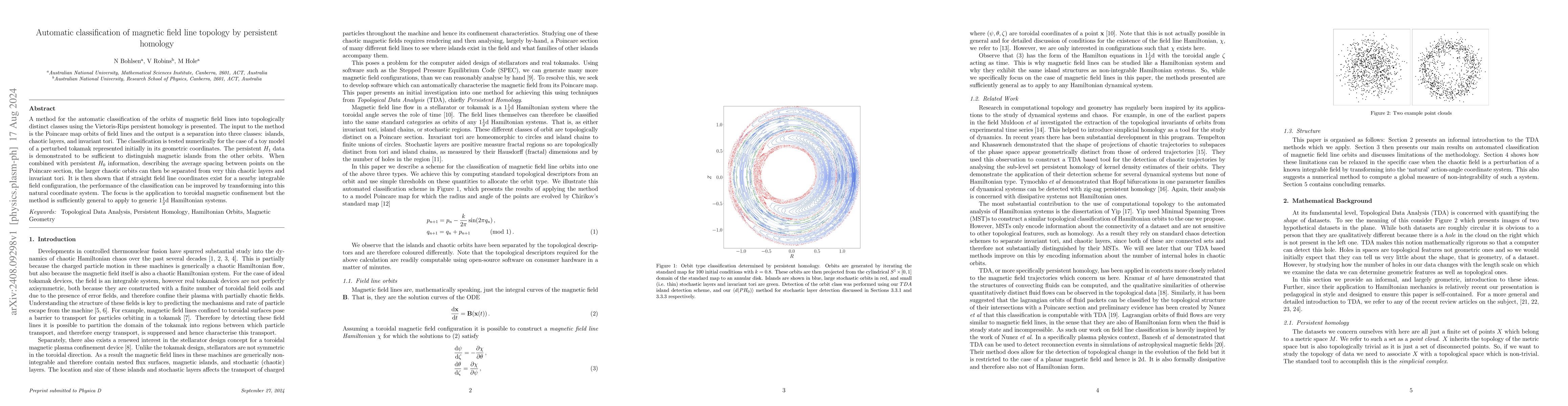 Thumbnail for Automatic classification of magnetic field lines by persistent homology