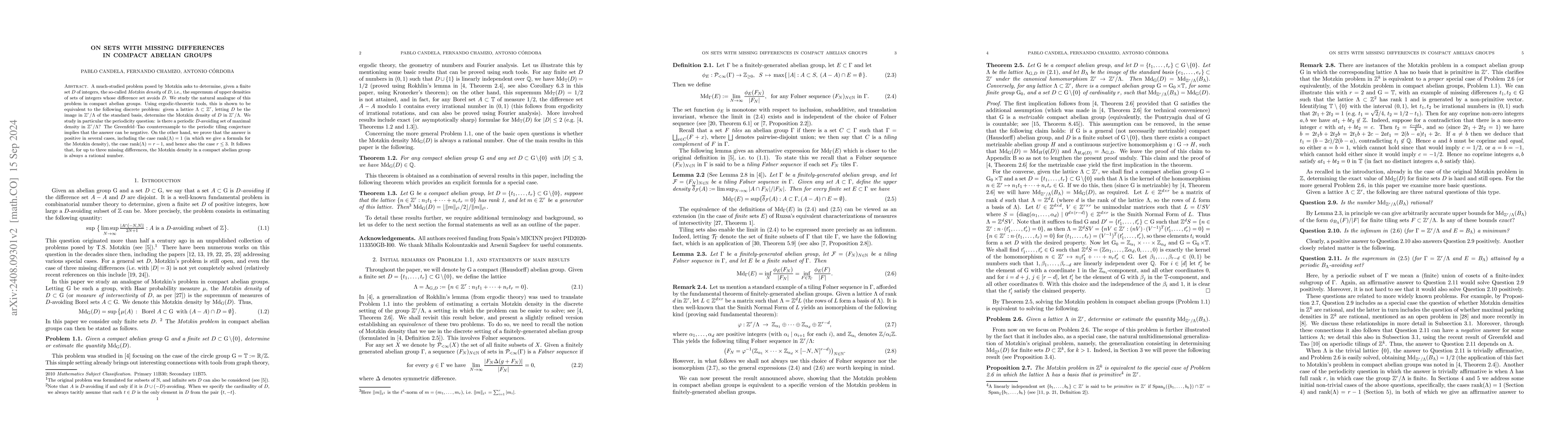 Thumbnail for On sets with missing differences in compact abelian groups