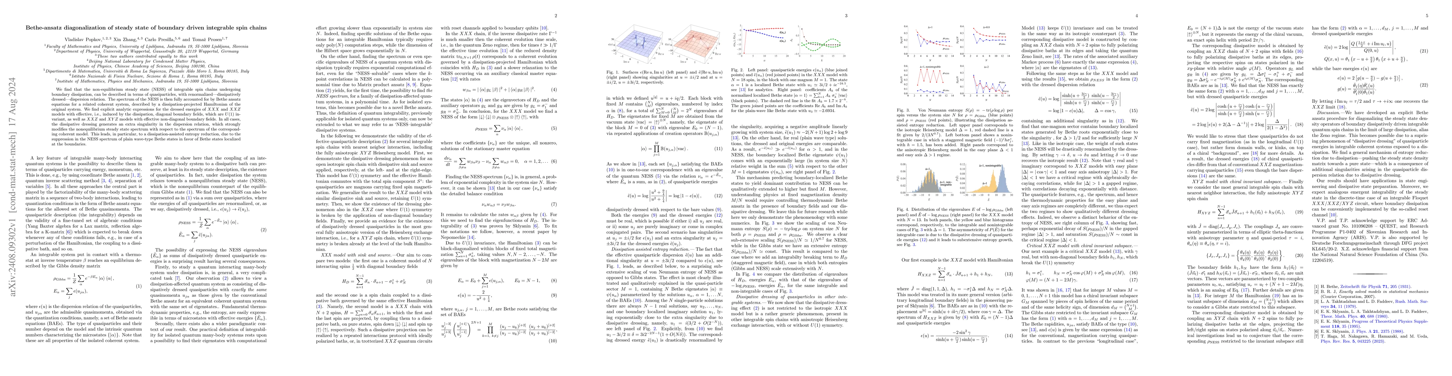 Thumbnail for Bethe-ansatz diagonalization of steady state of boundary driven
  integrable spin chains