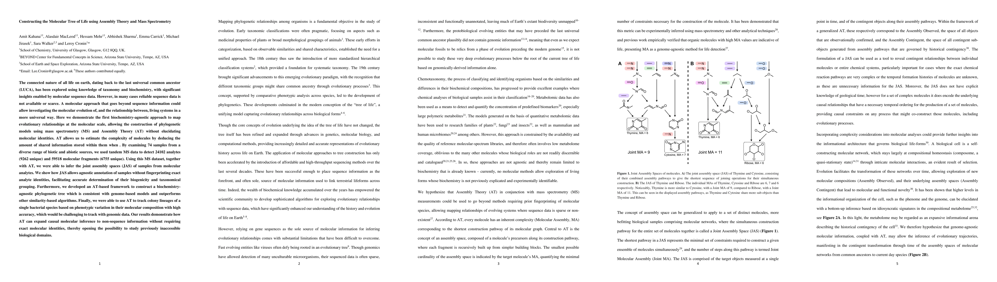 Thumbnail for Constructing the Molecular Tree of Life using Assembly Theory and Mass
  Spectrometry