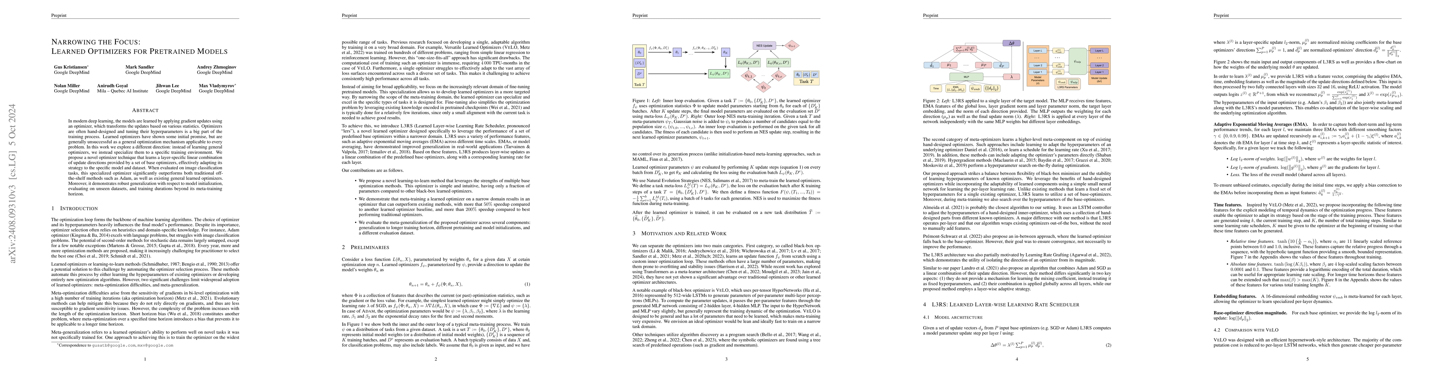 Thumbnail for Narrowing the Focus: Learned Optimizers for Pretrained Models