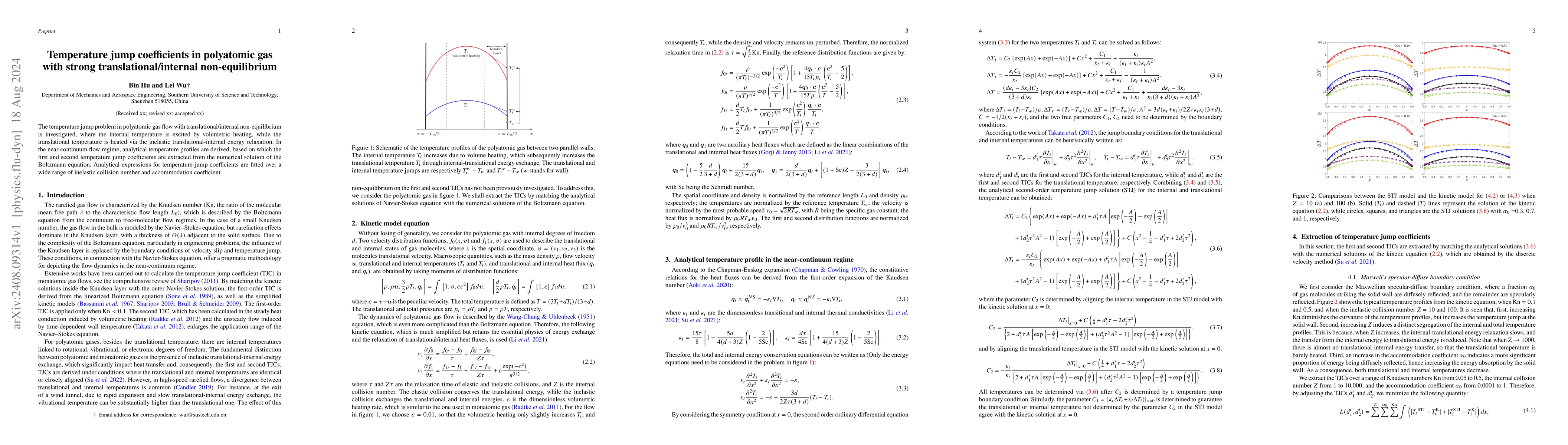 Thumbnail for Temperature jump coefficients in polyatomic gas with strong
  translational/internal non-equilibrium