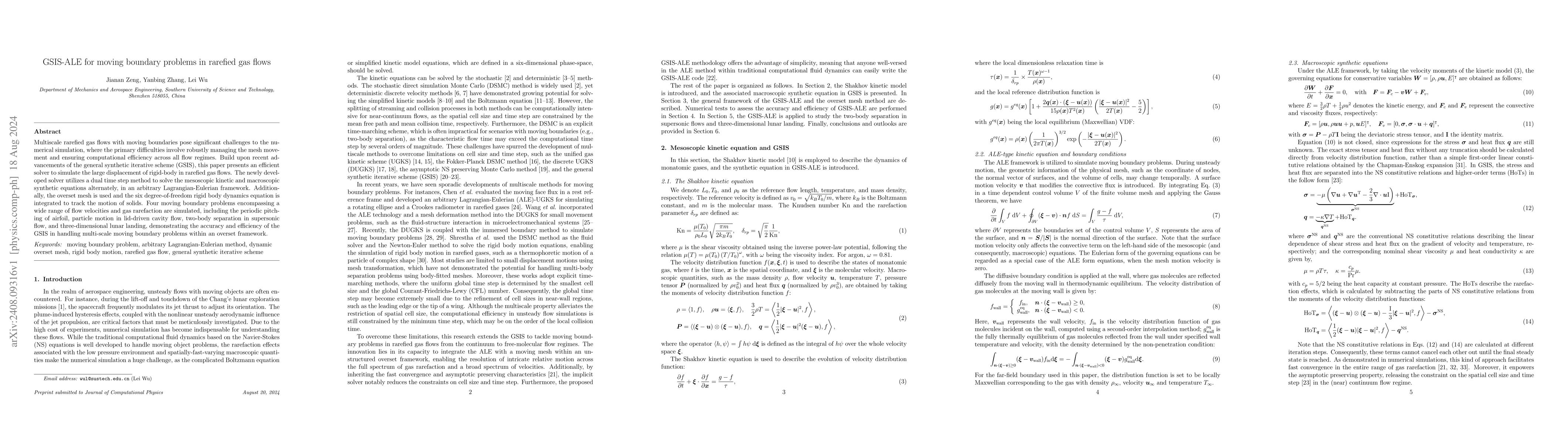 Thumbnail for GSIS-ALE for moving boundary problems in rarefied gas flows