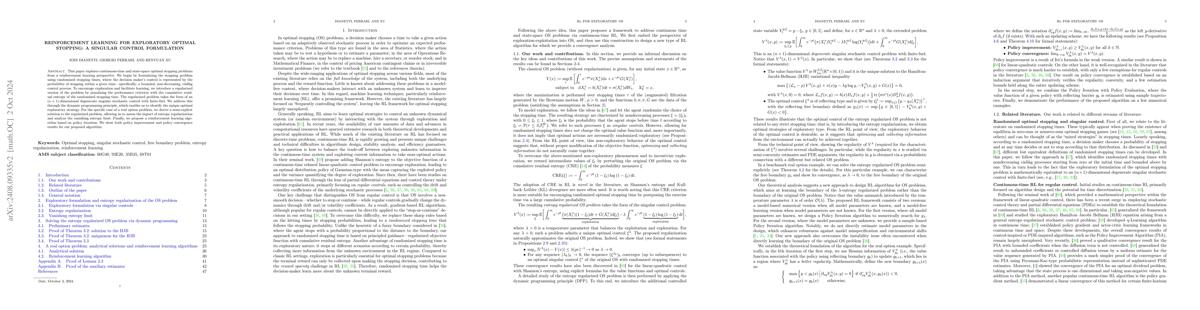 Thumbnail for Exploratory Optimal Stopping: A Singular Control Formulation