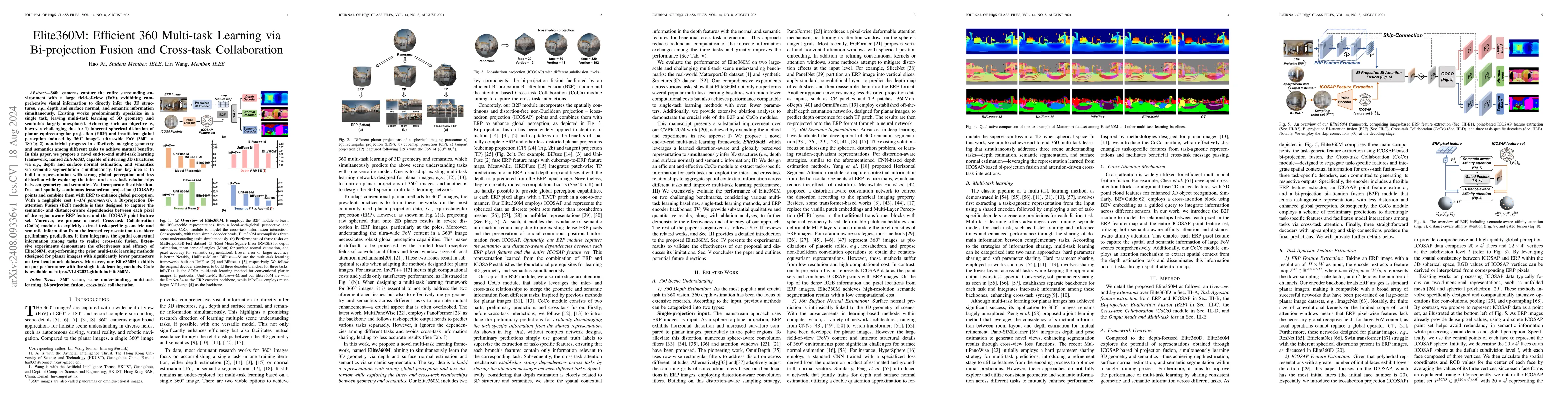 Thumbnail for Elite360M: Efficient 360 Multi-task Learning via Bi-projection Fusion
  and Cross-task Collaboration