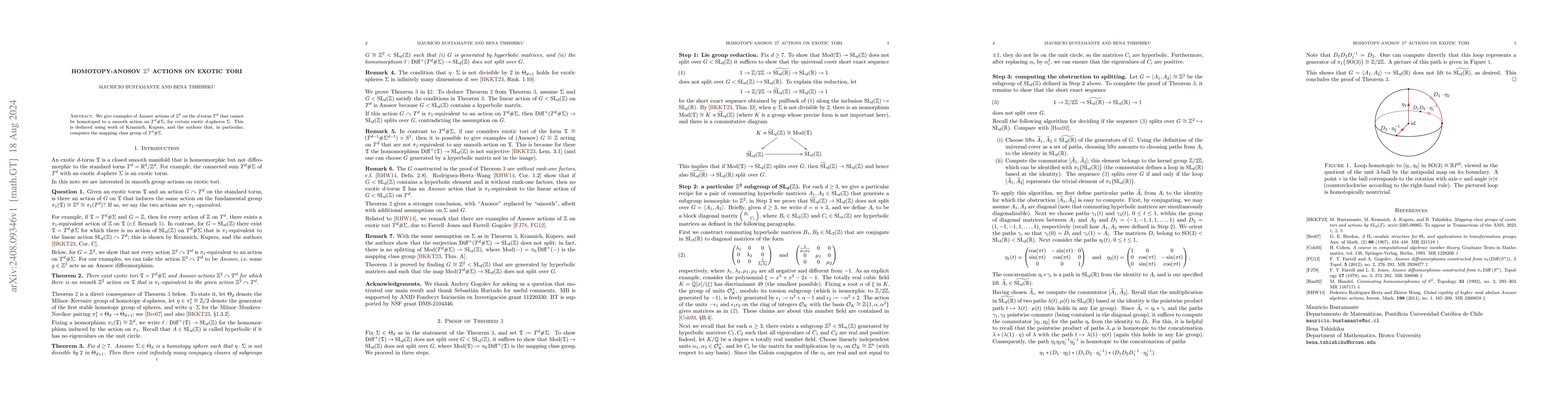 Thumbnail for Homotopy-Anosov $\mathbb{Z}^2$ actions on exotic tori