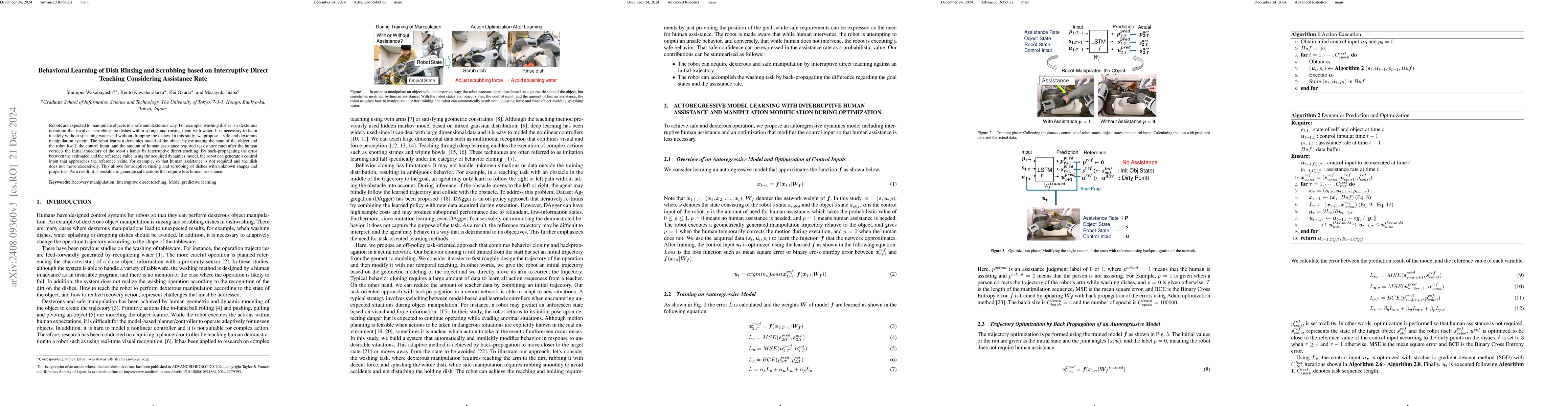 Thumbnail for Behavioral Learning of Dish Rinsing and Scrubbing based on Interruptive
  Direct Teaching Considering Assistance Rate