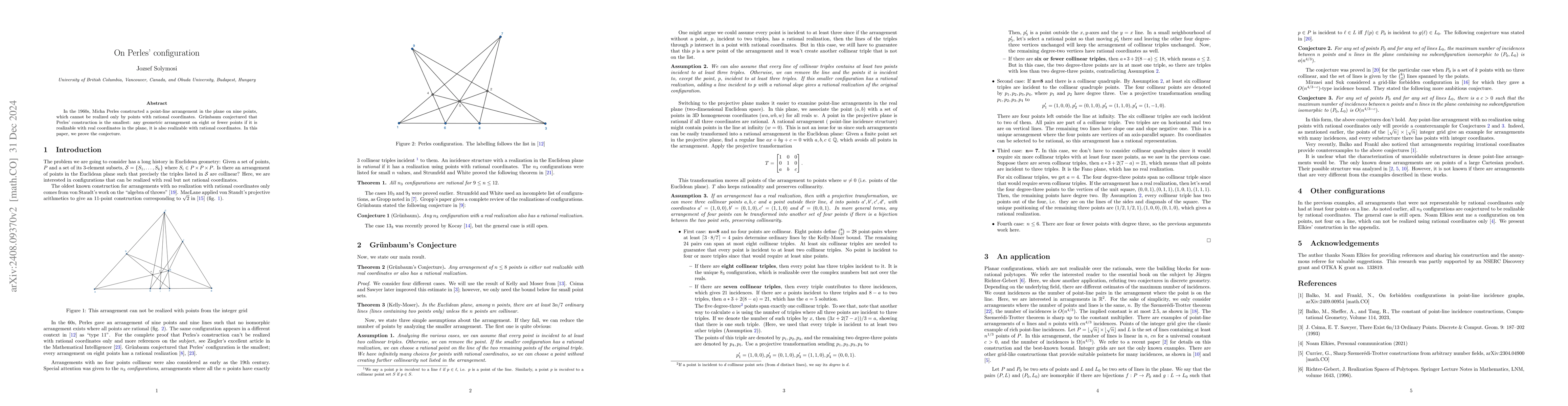 Thumbnail for On Perles' configuration