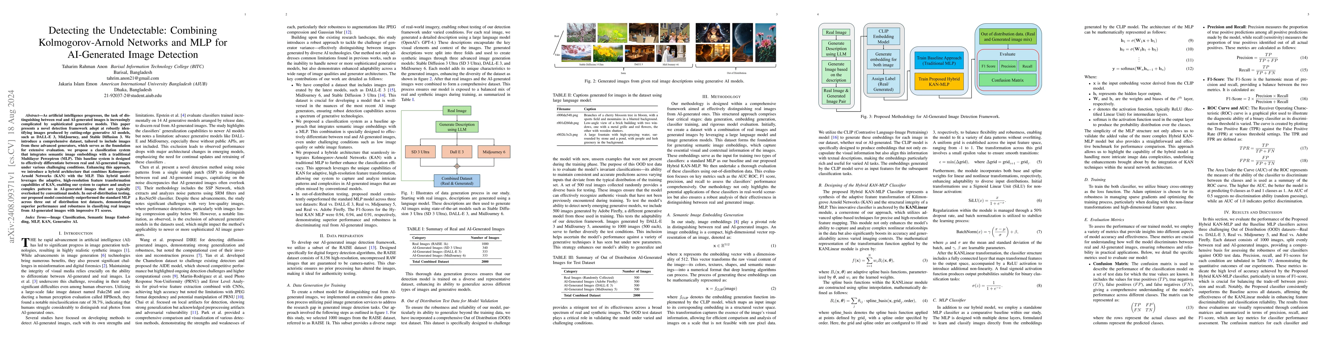 Thumbnail for Detecting the Undetectable: Combining Kolmogorov-Arnold Networks and MLP
  for AI-Generated Image Detection