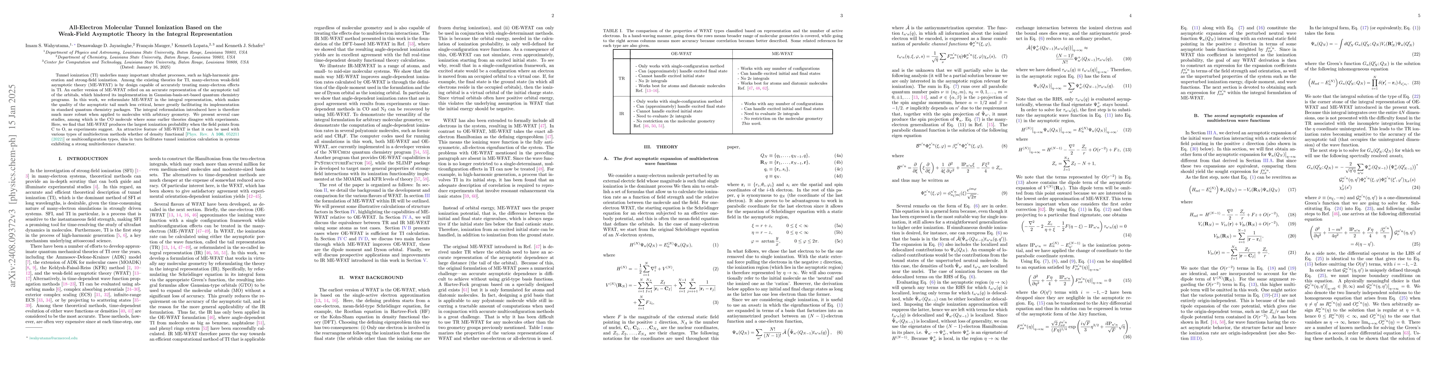 Thumbnail for All-Electron Molecular Tunnel Ionization Based on the Weak-Field
  Asymptotic Theory in the Integral Representation