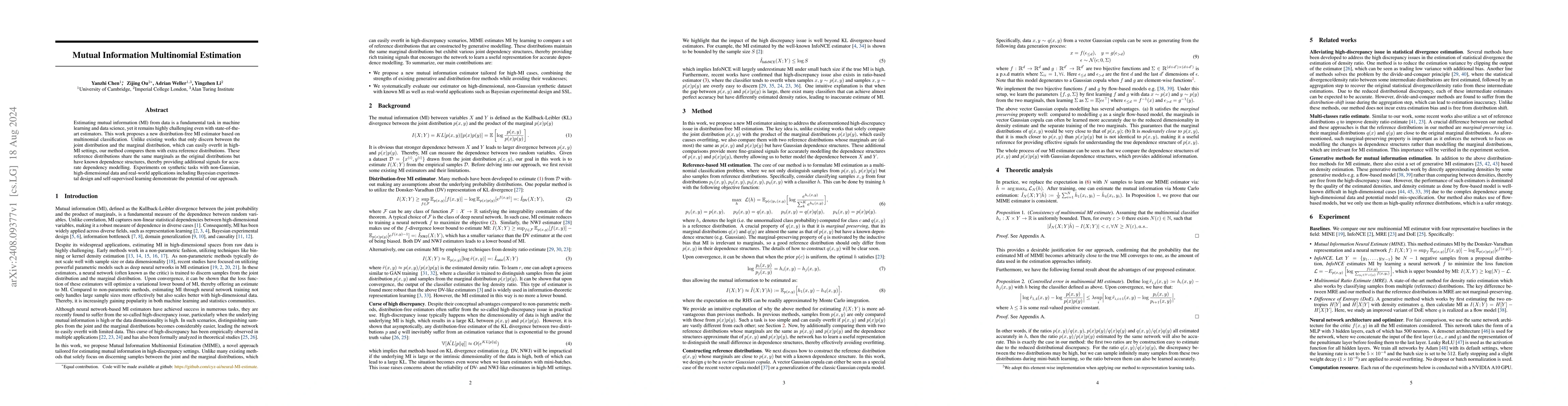 Thumbnail for Mutual Information Multinomial Estimation
