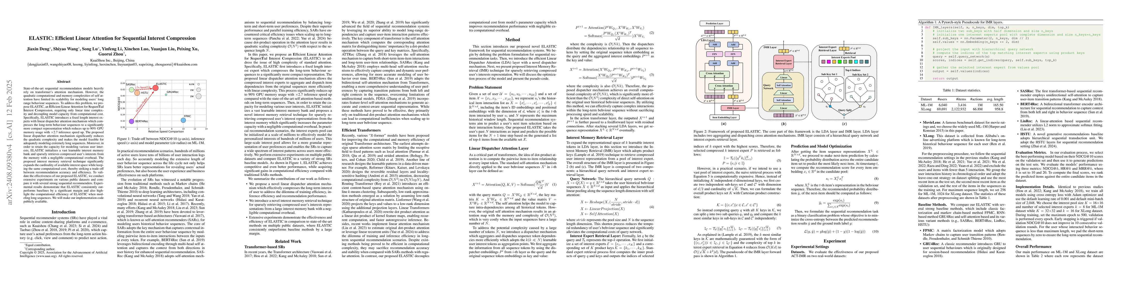Thumbnail for ELASTIC: Efficient Linear Attention for Sequential Interest Compression