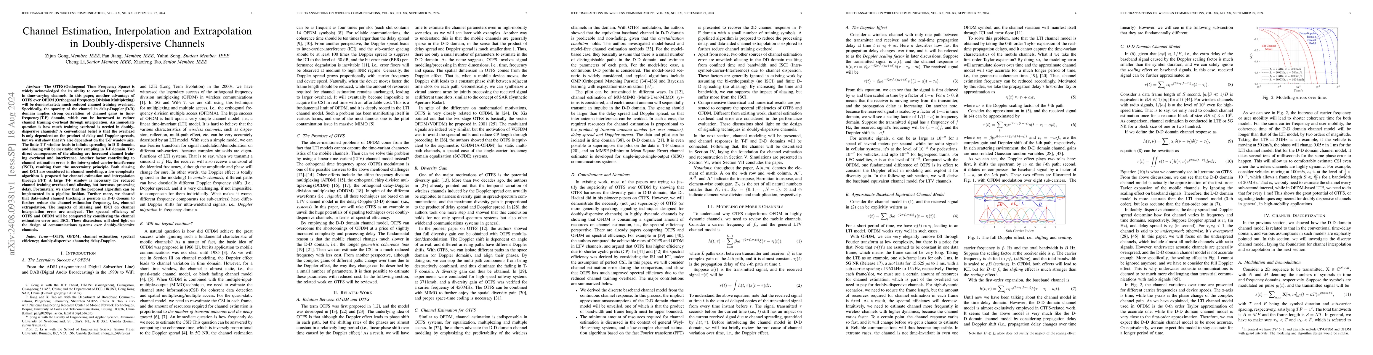 Thumbnail for Channel Estimation, Interpolation and Extrapolation in Doubly-dispersive
  Channels
