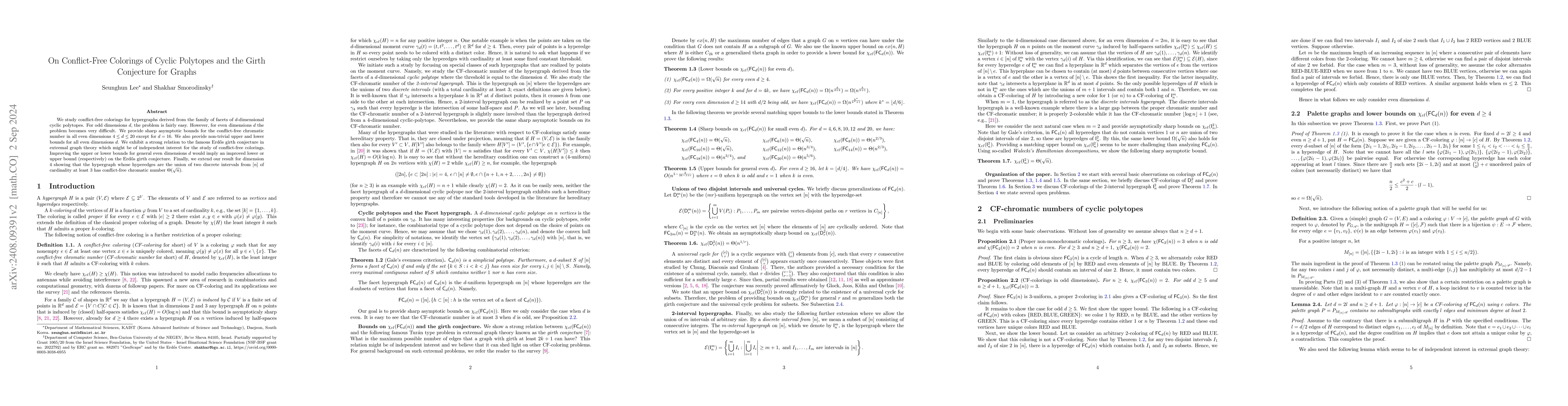 Thumbnail for On conflict-free colorings of cyclic polytopes and the girth conjecture
  for graphs