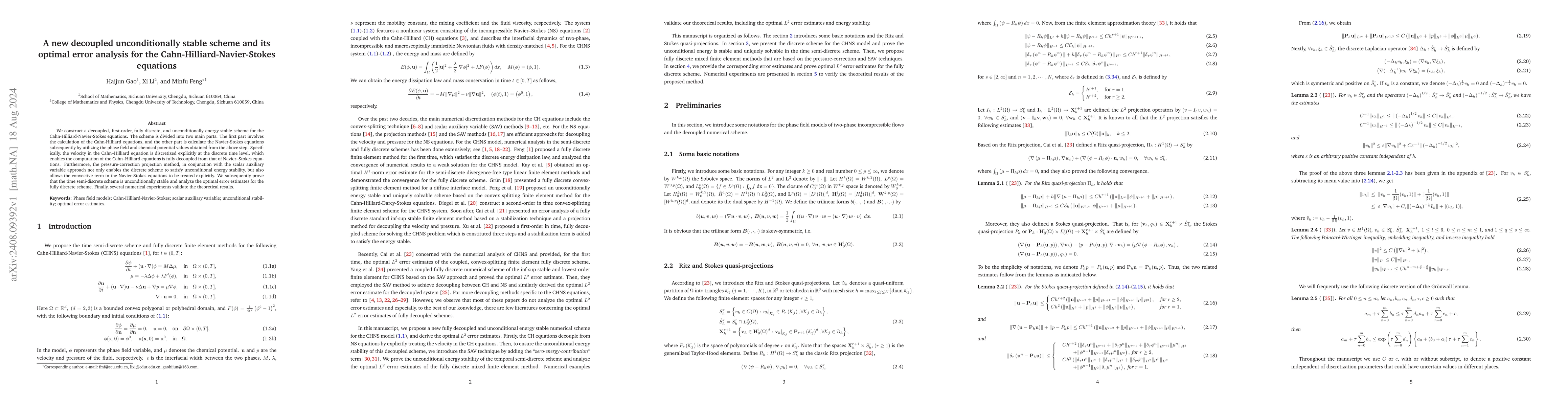 Thumbnail for A new decoupled unconditionally stable scheme and its optimal error
  analysis for the Cahn-Hilliard-Navier-Stokes equations