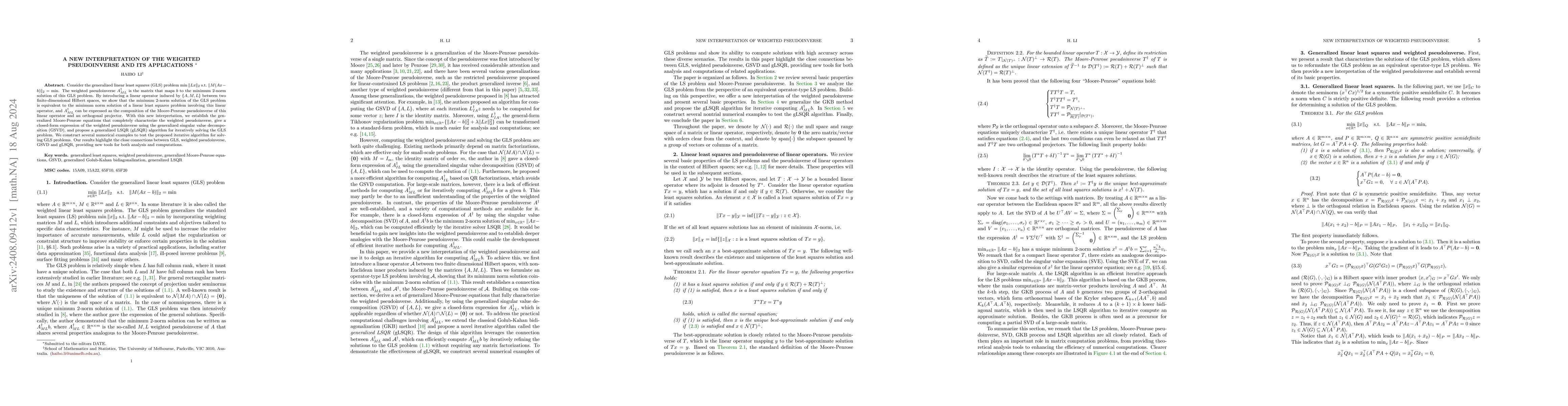 Thumbnail for A new interpretation of the weighted pseudoinverse and its applications